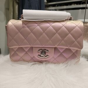 21k Chanel rare iridescent pink Quilted mini flap bag Handbag